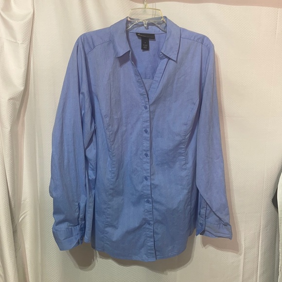 Lane Bryant 26 blue on blue herringbone pattern blouse shaped worn once euc - Picture 1 of 6